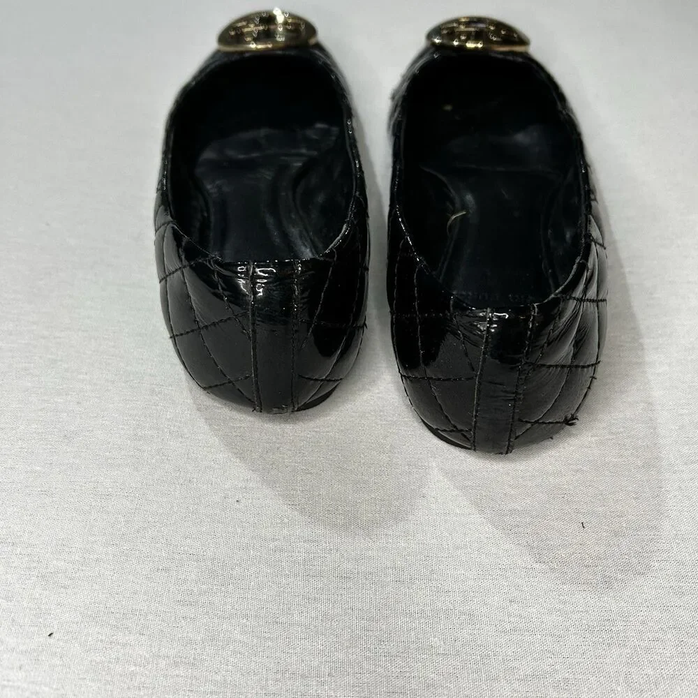 Tory Burch Quinn Quilted Patent Ballet Flats, Size 6 (estimated)